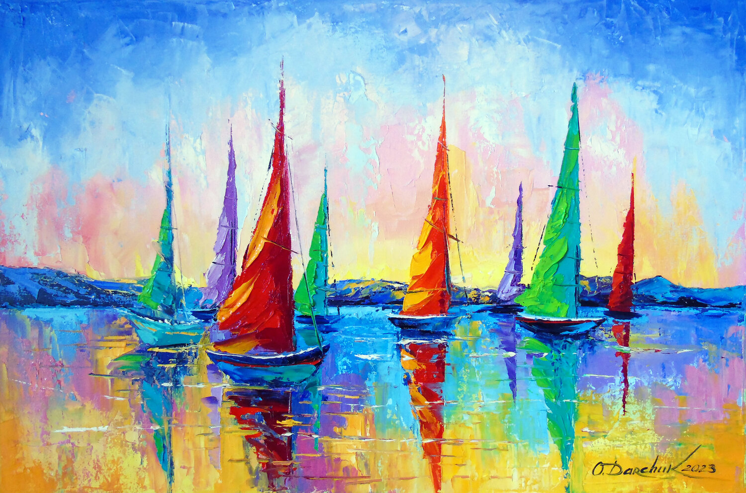 Sailing yachts Olha Darchuk Original painting for sale