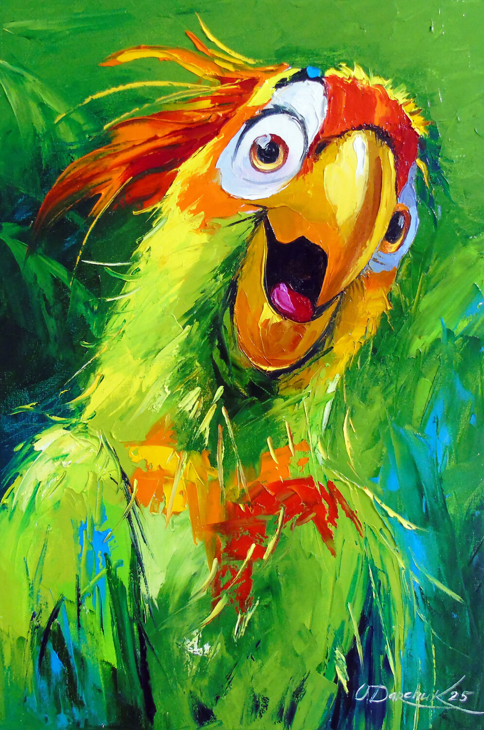 Parrot Surprise Olha Darchuk Original painting for sale