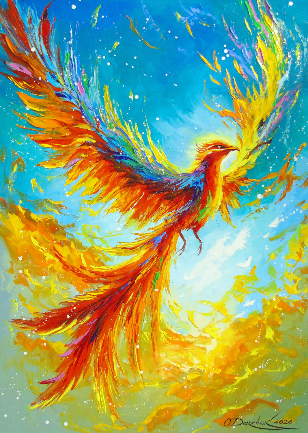 Phoenix. A Moment of Rebirth Olha Darchuk Original painting for sale