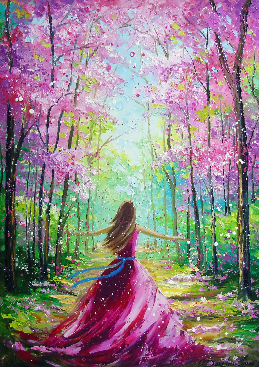 Towards a blooming world with Olha Darchuk Original painting for sale