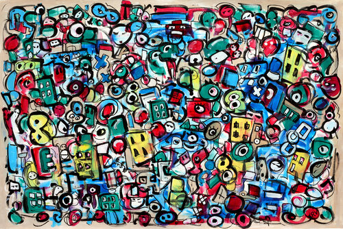 View of the city crowd by Riccardo Vitiello, Painting for Sale on Select
