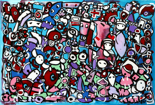 Lola and the green monster by Riccardo Vitiello, Painting for Sale on Select