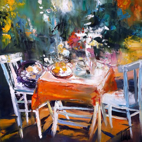 La table qui danse by Thierry Landon, Painting for Sale on Select