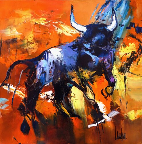 Taureau vagabond by Thierry Landon, Painting for Sale on Select