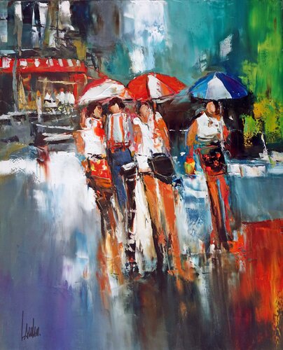 Glissons sous la pluie by Thierry Landon, Painting for Sale on Select
