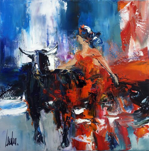 Red follies by Thierry Landon, Painting for Sale on Select