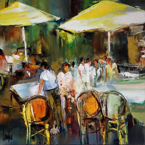 Parasols ouverts by Thierry Landon, Painting for Sale on Select