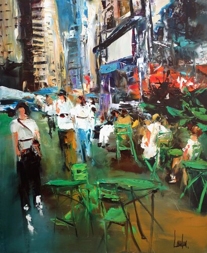 Dans Manhattan by Thierry Landon, Painting for Sale on Select