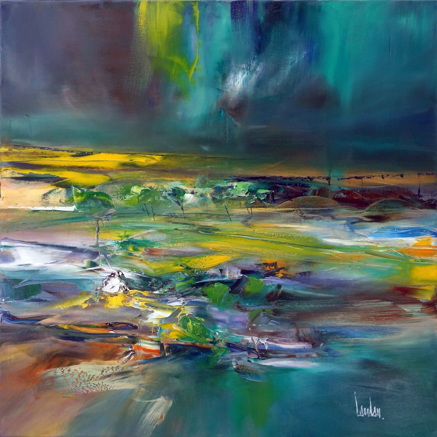 "Prisme vert" Thierry Landon Original painting for sale