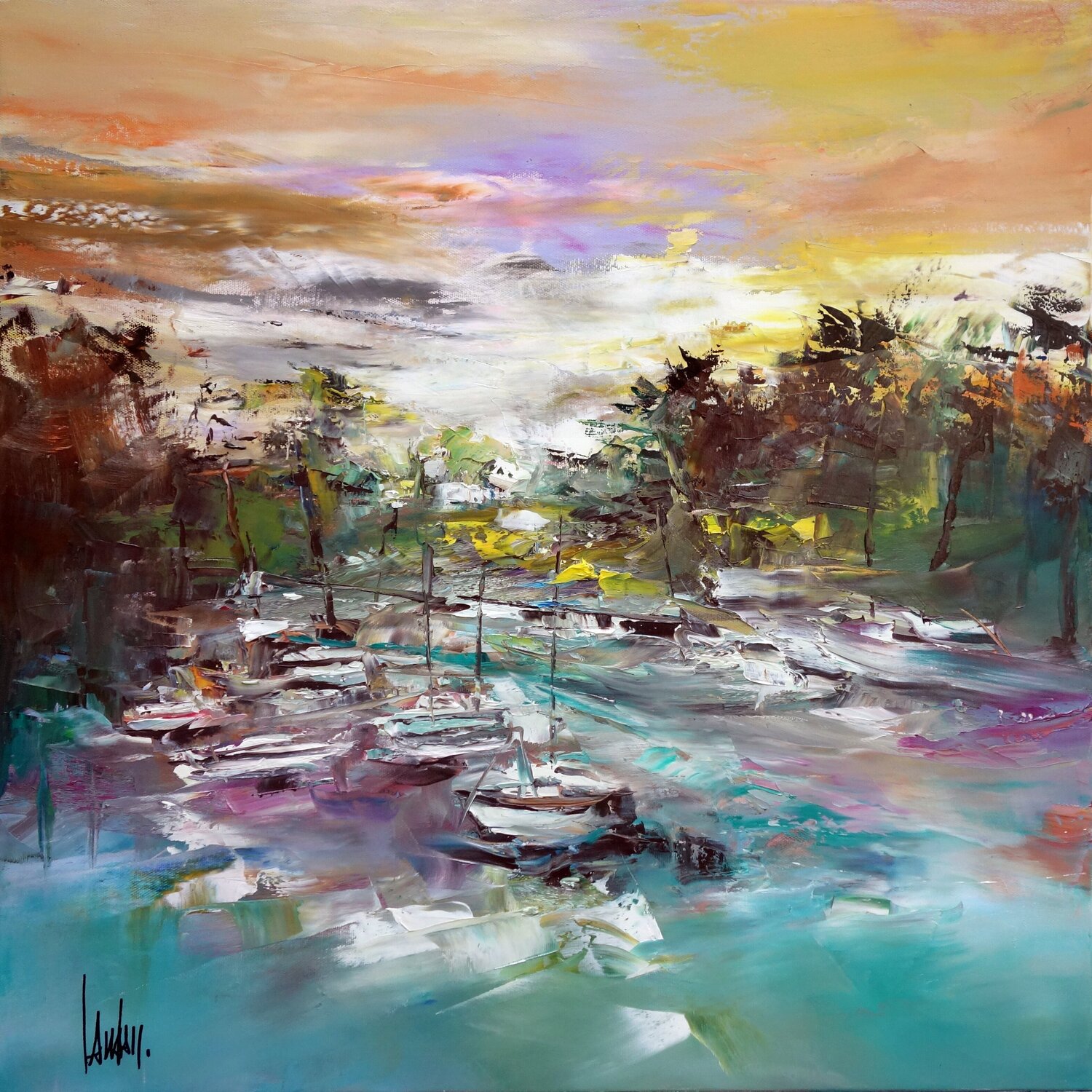 Sillage d'escale Thierry Landon Original painting for sale