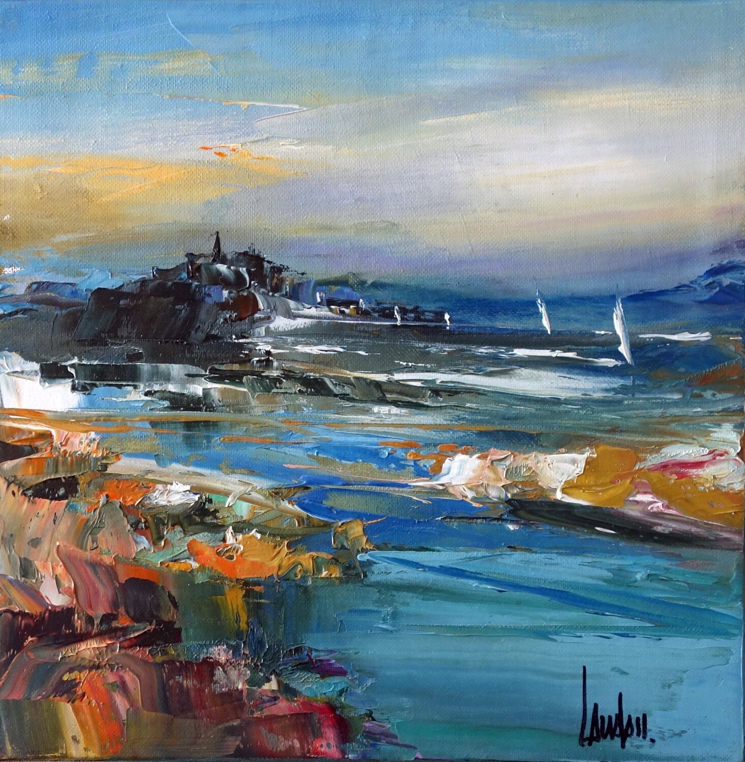 Trois quart mer Thierry Landon Original painting for sale
