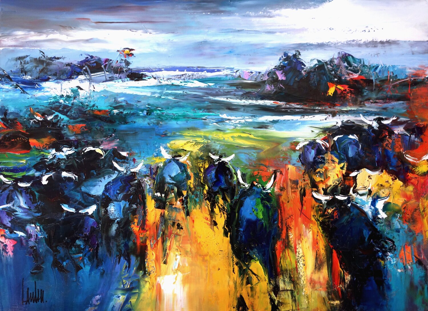Invitation toros Thierry Landon Original painting for sale