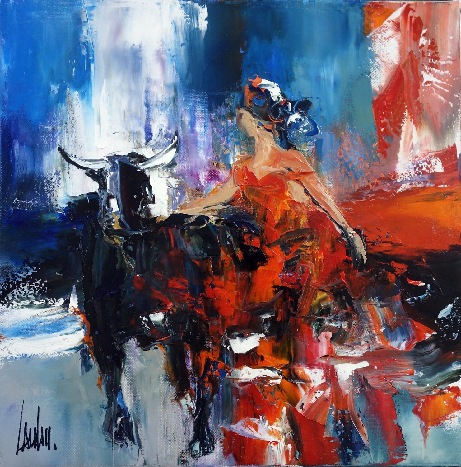 Red follies Thierry Landon Original painting for sale
