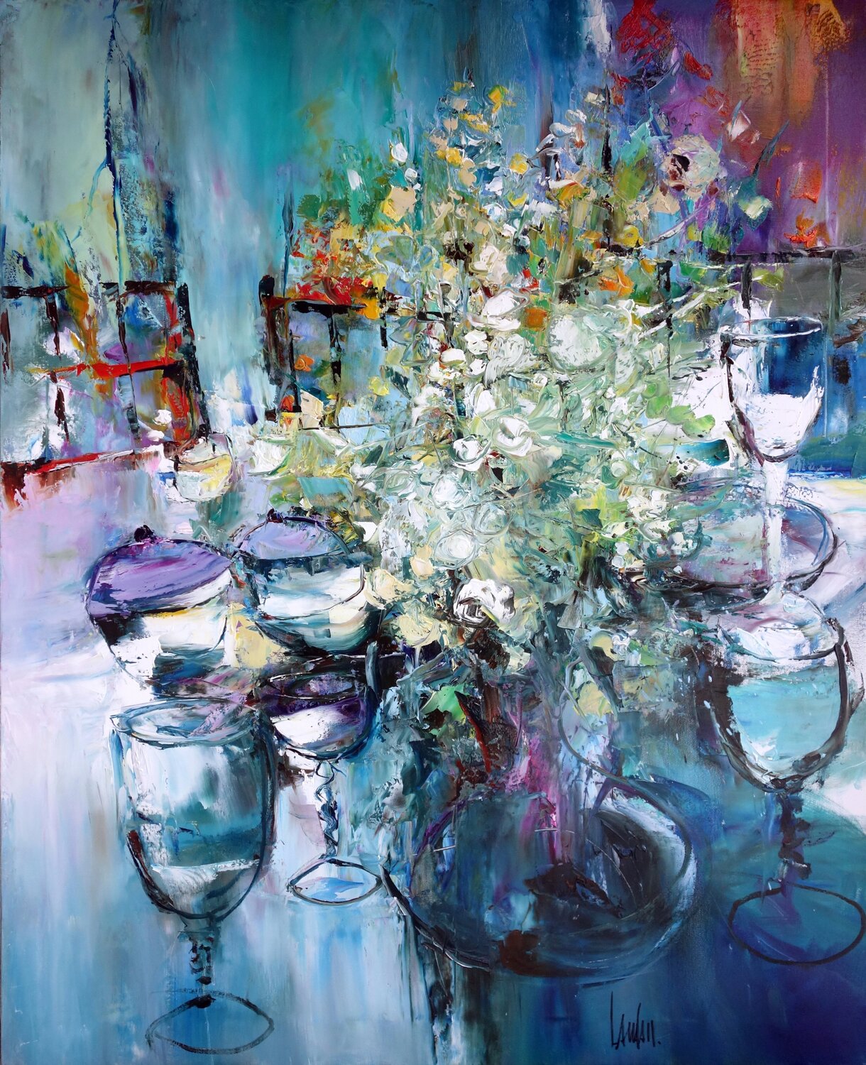 "La table soleillée" Thierry Landon Original painting for sale