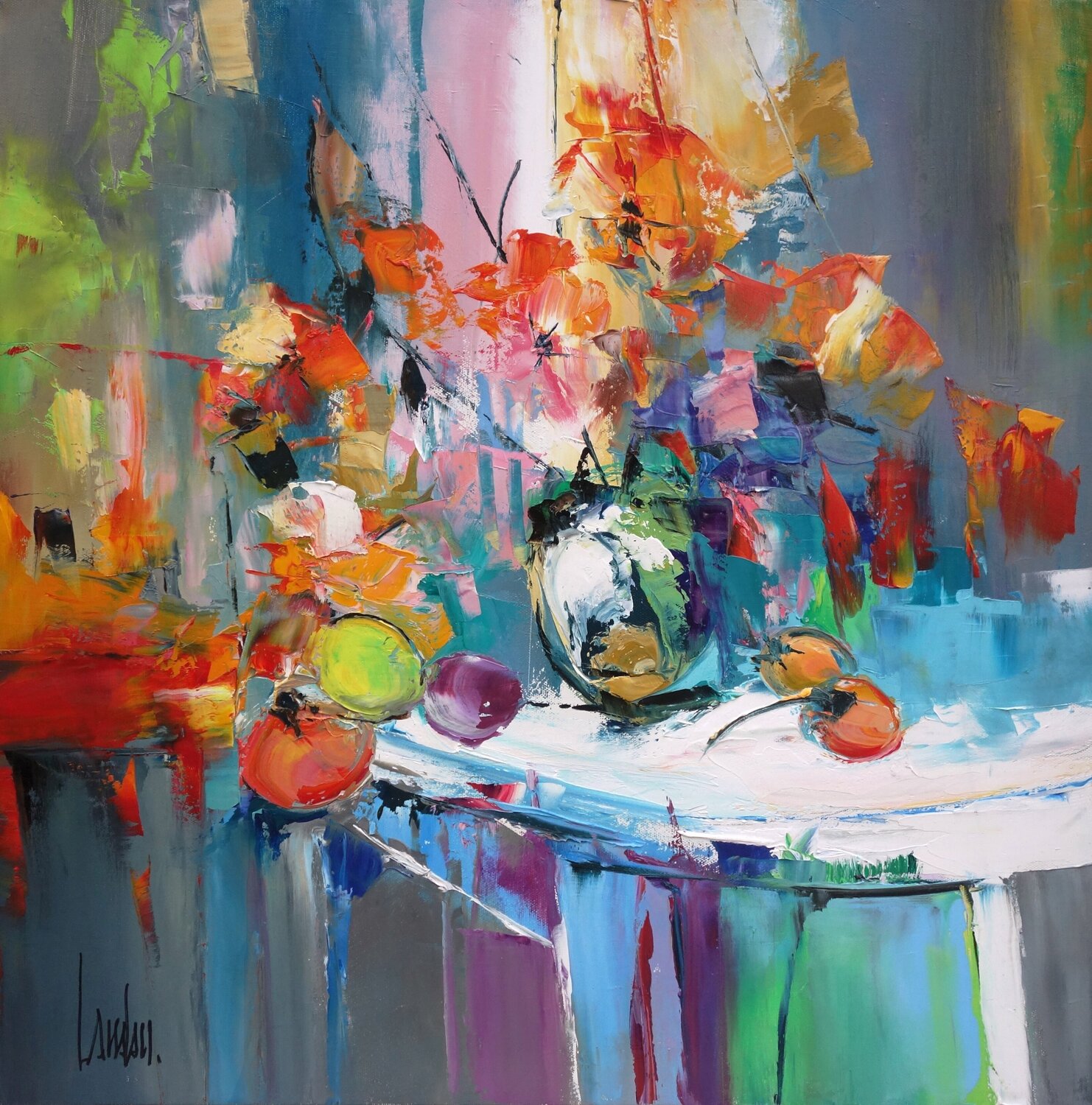 Dancing colors Thierry Landon Original painting for sale
