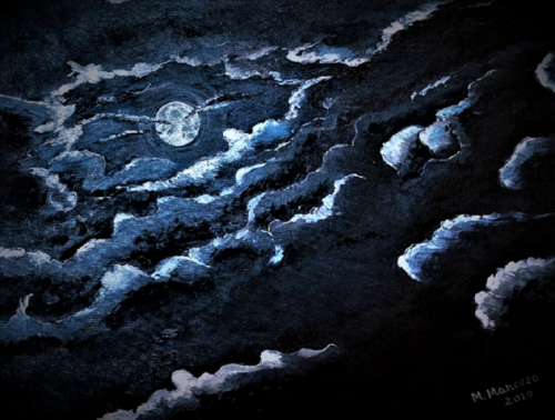 Luna piena (2020) olio su tela - cm 40 x 30 by Massimo Mancuso, Painting for Sale on Select