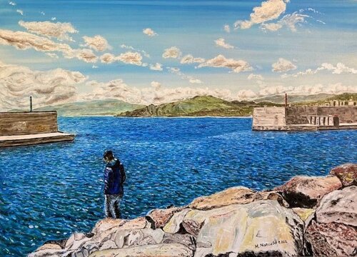 Bocca del porto di Marina di Catanzaro (2022) - olio su tela - cm70x50 by Massimo Mancuso, Painting for Sale on Select