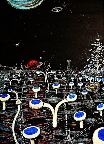 Nel mondo di Soon (2024) - olio su tela - cm 50 x70 by Massimo Mancuso, Painting for Sale on Select