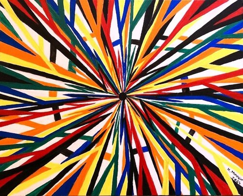Il buco nero Zig Zag (2024) - olio su  tela - cm 50 x 40 by Massimo Mancuso, Painting for Sale on Select