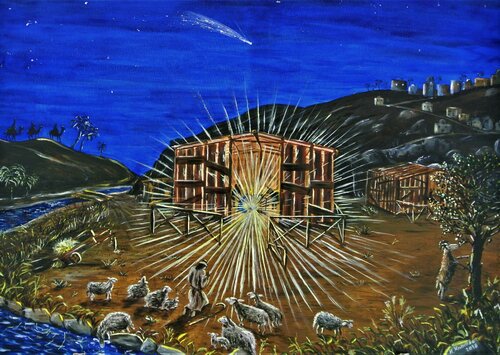 Quella notte a Betlemme (2018) - olio su tela - cm 70 x 50 by Massimo Mancuso, Painting for Sale on Select