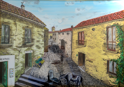 Centro storico grande (1997) - olio su tela - cm 70 x 50 by Massimo Mancuso, Painting for Sale on Select