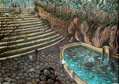 Scalinata Serra San Bruno (1993)- olio su tela - cm 70 x 50 by Massimo Mancuso, Painting for Sale on Select