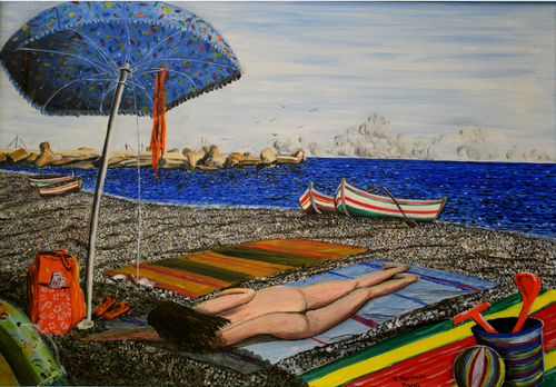 Spiaggia di Catanzaro Lido (2004) - olio su tela - cm 70 x 50 by Massimo Mancuso, Painting for Sale on Select