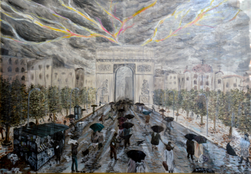 Temporale sugli Champs Elysee (1997) - olio su tela - cm 70 x 50 by Massimo Mancuso, Painting for Sale on Select