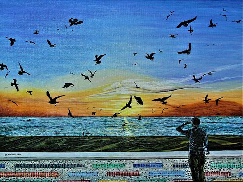 I gabbiani (2020) olio su tela - cm 80 x 60 by Massimo Mancuso, Painting for Sale on Select