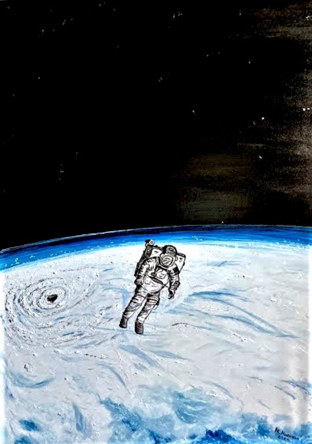 Nel vuoto dello spazio (2022) - olio su tela - cm 50 x 70 Massimo Mancuso Original painting for sale