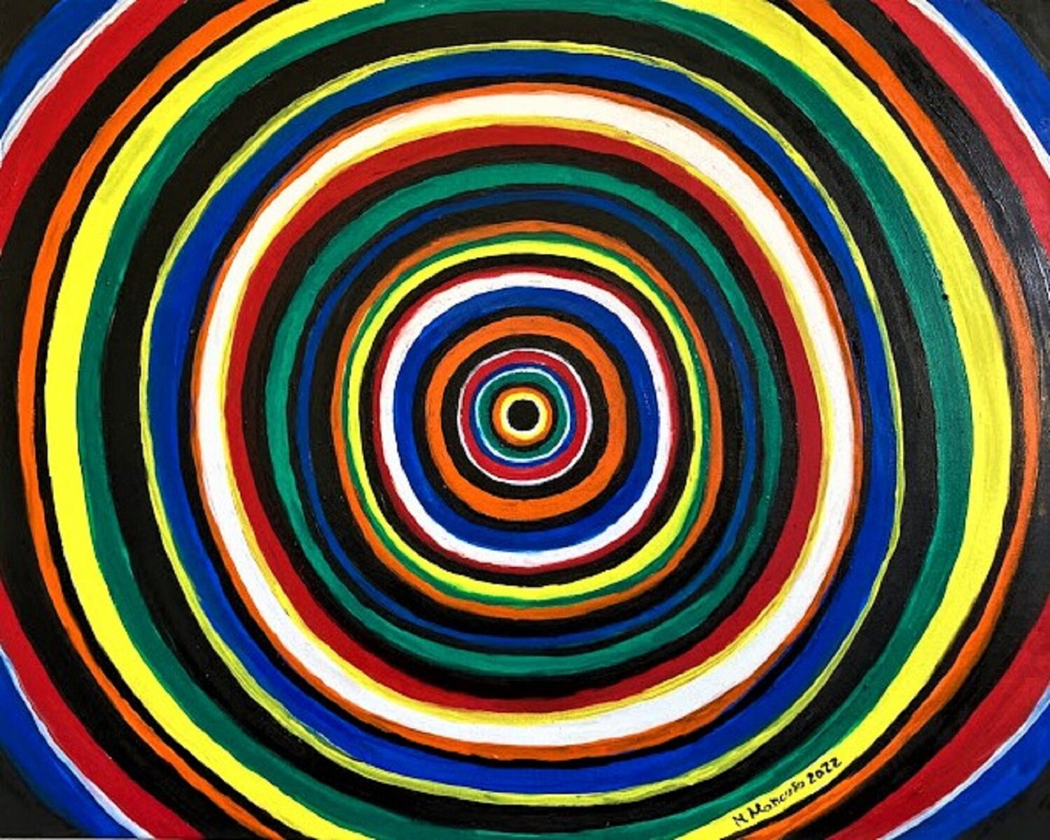 Il buco nero Round (2022) - olio su tela - cm 50 x 40 Massimo Mancuso Original painting for sale