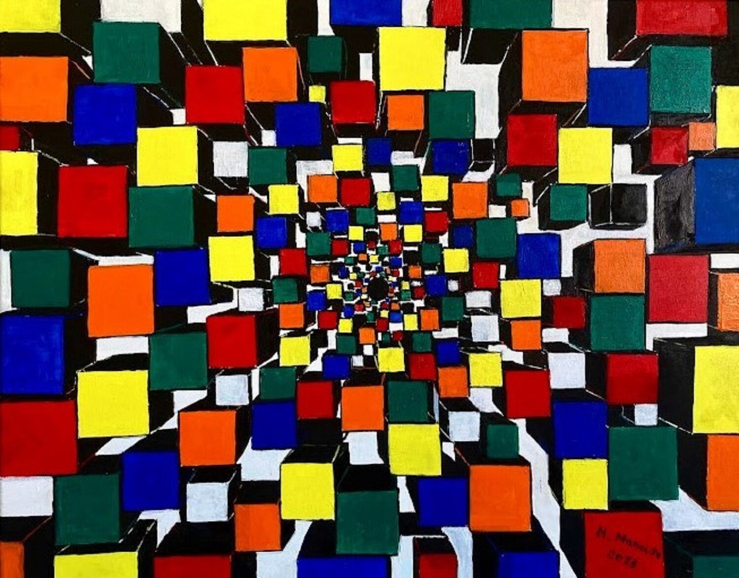 Il buco nero Cube (2023) olio su tela - cm 50 x 40 Massimo Mancuso Original painting for sale