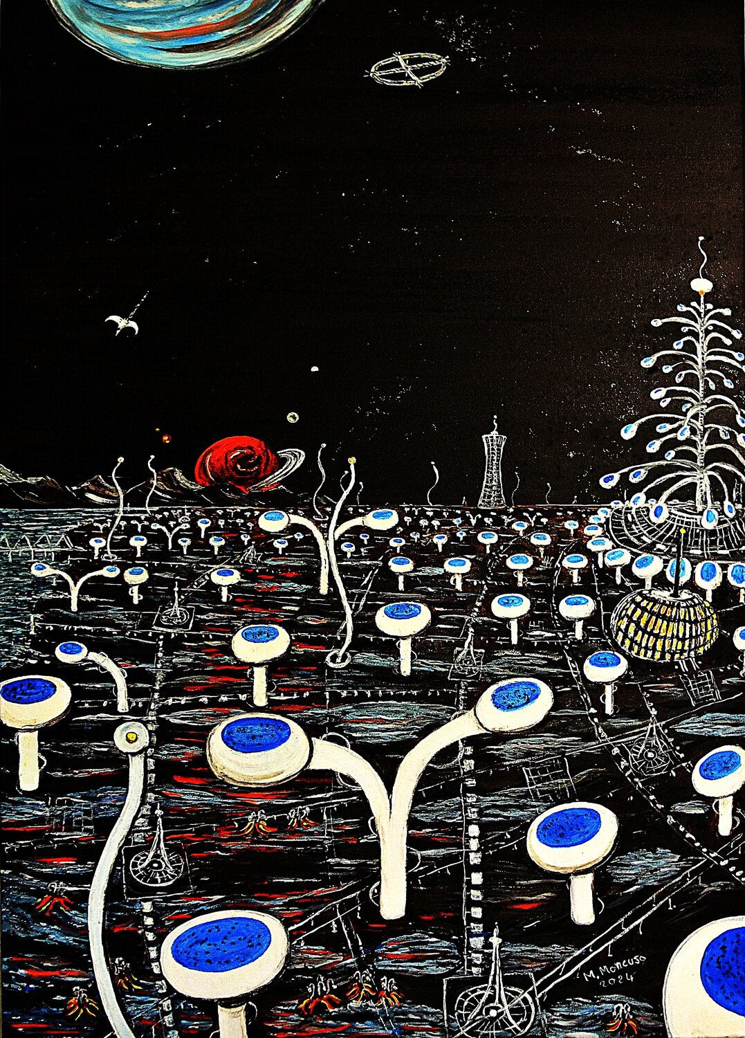 Nel mondo di Soon (2024) - olio su tela - cm 50 x70 Massimo Mancuso Original painting for sale