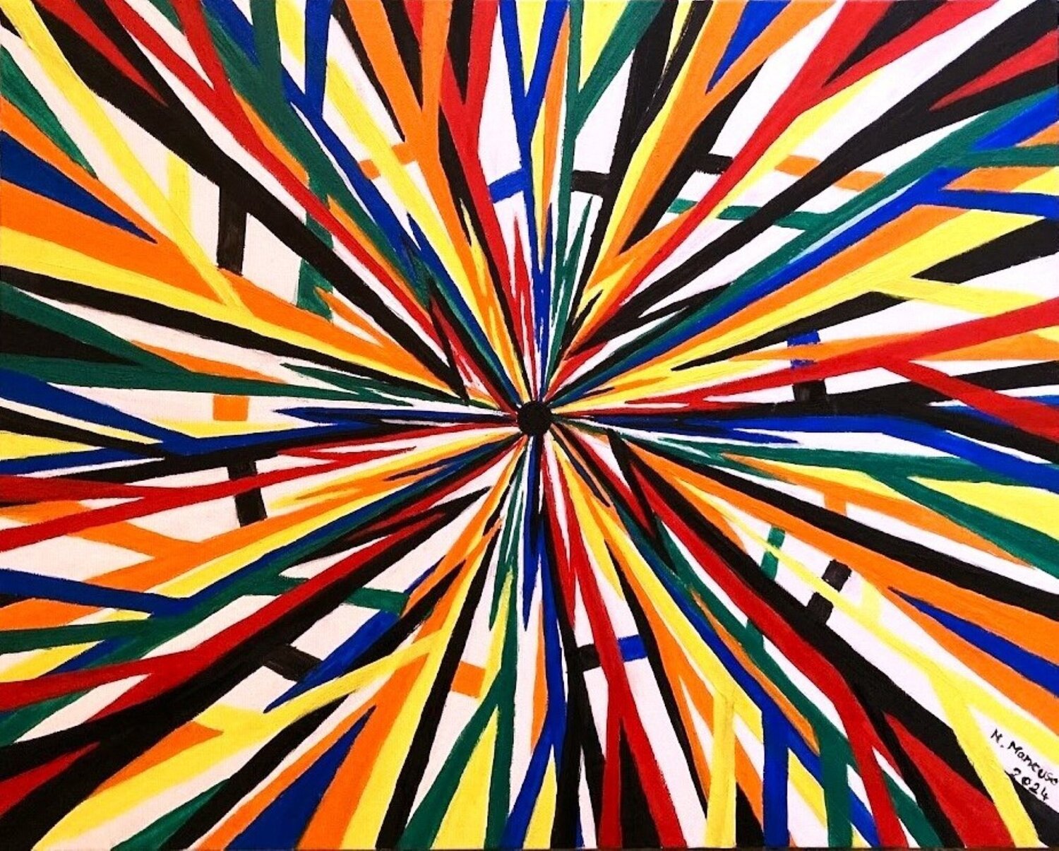 Il buco nero Zig Zag (2024) - olio su  tela - cm 50 x 40 Massimo Mancuso Original painting for sale