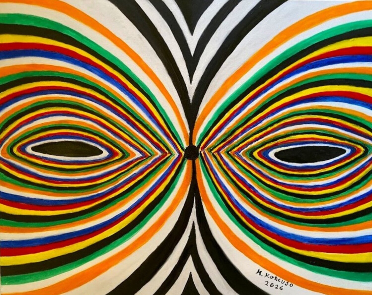 Il buco nero Waves (2026) - olio su  tela - cm 50 x 40 Massimo Mancuso Original painting for sale