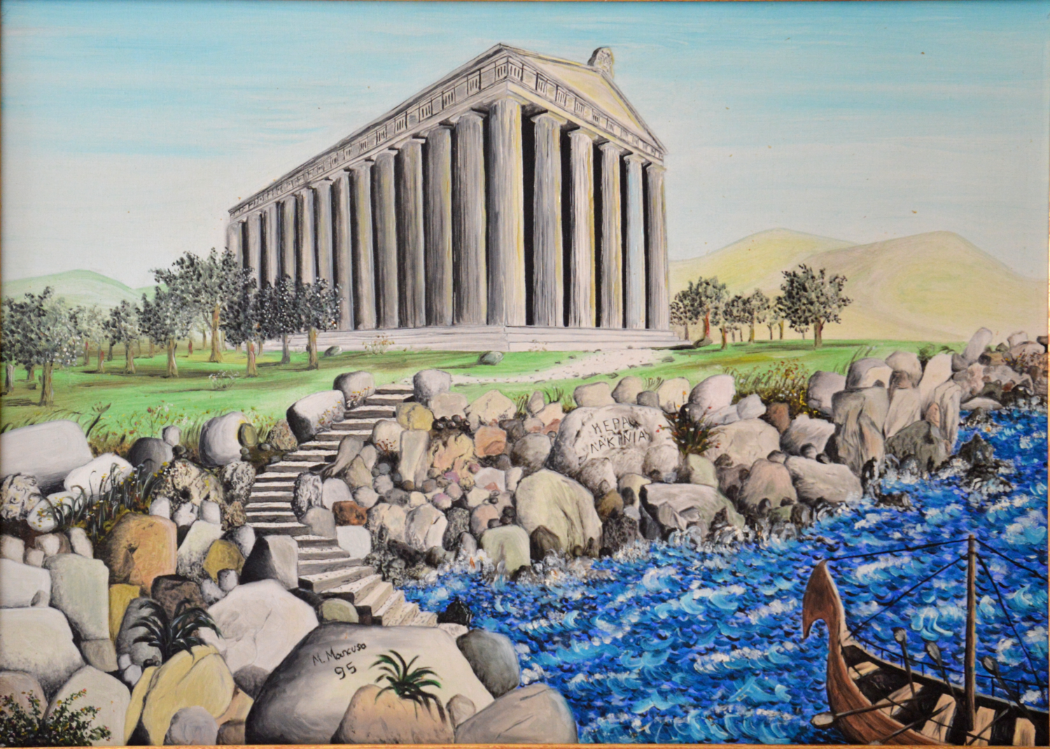 Il tempio di Hera Lacinia (1995) - olio su tela - cm 70 x 50 Massimo Mancuso Original painting for sale