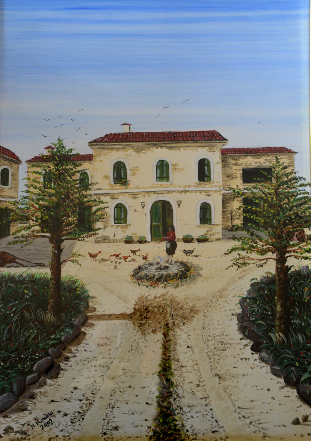 Paesaggio campagnolo (2001) - olio su tela - cm 50 x 70 Massimo Mancuso Original painting for sale
