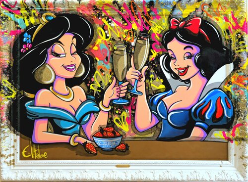 Champagne entre copines von Eddy Vitalone, Malerei kaufen auf Select