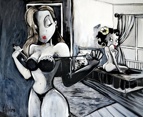 Jessica Rabbit sous le charme de Betty Boop by Eddy Vitalone, Painting for Sale on Select