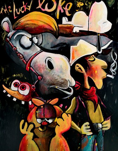 Lucky luke family by Eddy Vitalone, Painting for Sale on Select