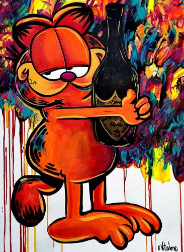 Garfield love Don Pérignon by Eddy Vitalone, Painting for Sale on Select