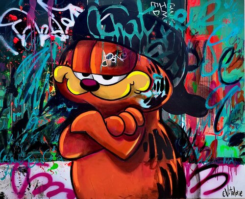 Garfield, chat de la rue by Eddy Vitalone, Painting for Sale on Select