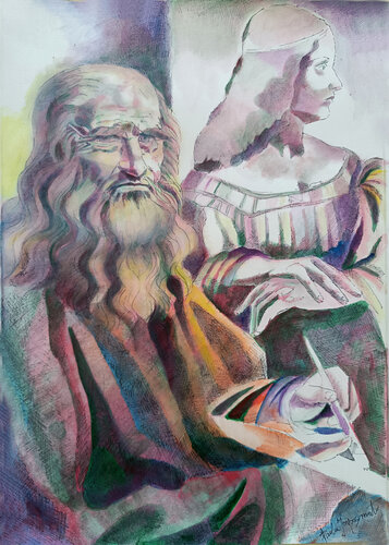 LEONARDO DA VINCI E ISABELLA D' ESTE by Paola Imposimato, Painting for Sale on Select