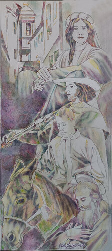 LA LEGGENDA DI SANT'ELIGIO E DEL CAVALLO RISANATO by Paola Imposimato, Painting for Sale on Select
