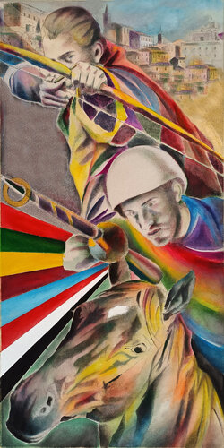 LA LEGGENDA DELLA LANCIA E L'ARCO MAGICO by Paola Imposimato, Painting for Sale on Select