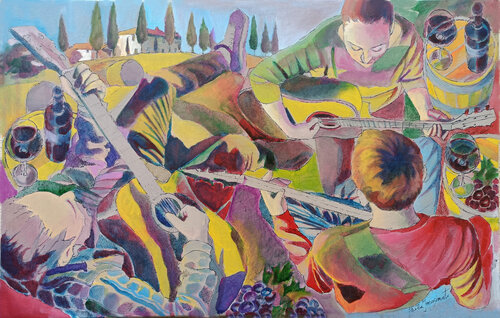 LA SERATA NELLA VIGNA by Paola Imposimato, Painting for Sale on Select