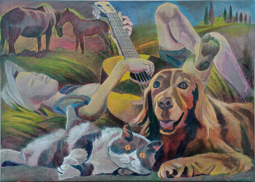 IN CAMPAGNA TRA LE NOTE by Paola Imposimato, Painting for Sale on Select