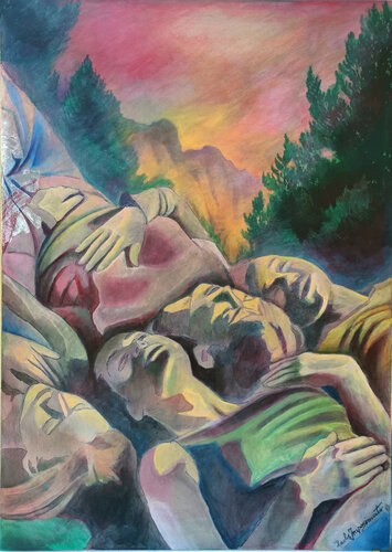 NEL RESPIRO DEL TRAMONTO ROSSO by Paola Imposimato, Painting for Sale on Select