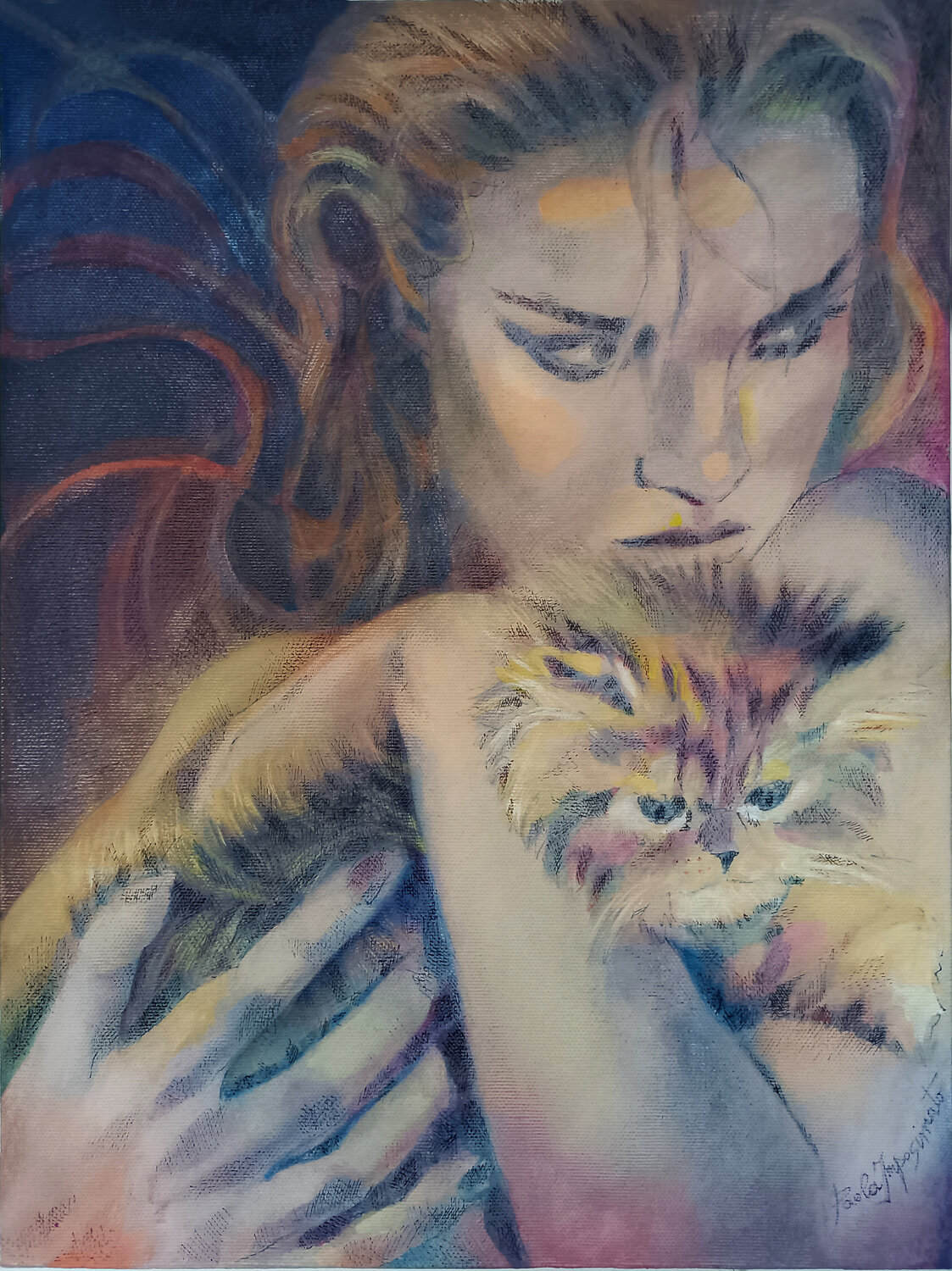 L'INSOSTITUIBILE GATTINO Paola Imposimato Original painting for sale