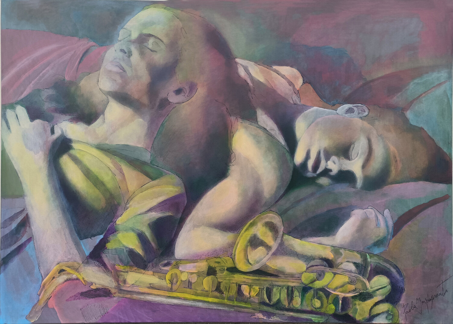 LE SORELLE Paola Imposimato Original painting for sale